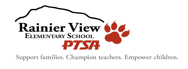 Rainier View PTSA logo. Support families. Champion Teachers. Empower children
