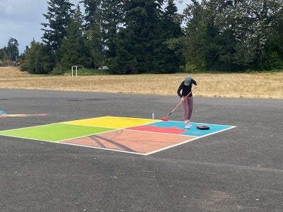 Painting the 4 square court