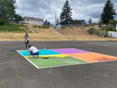 Painting the 4 square court